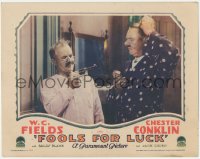 5r1232 FOOLS FOR LUCK LC 1928 Chester Conklin pointing gun at puzzled W.C. Fields, ultra rare!