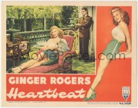 5r1258 HEARTBEAT LC 1946 Jean-Pierre Aumont watches sexy Ginger Rogers lounging outdoors with dog!