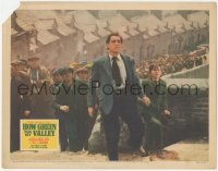 5r1273 HOW GREEN WAS MY VALLEY LC 1941 Walter Pidgeon & Roddy McDowall lead crowd up street!