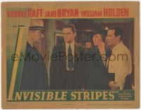 5r1293 INVISIBLE STRIPES LC 1939 c/u of George Raft, William Holden & Flora Robson glaring at man!