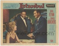 5r1295 ISTANBUL LC #4 1957 great singer Nat King Cole between Errol Flynn & Cornell Borchers!