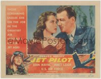 5r1300 JET PILOT LC #1 1957 best romantic close up of John Wayne & sexy Janet Leigh, Howard Hughes