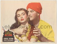 5r1306 KIM LC #7 1950 super c/u of Errol Flynn & sexy Laurette Luez, from Rudyard Kipling story!