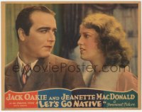 5r1327 LET'S GO NATIVE LC 1930 close up of worried Jeanette MacDonald & James Hall, ultra rare!