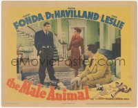 5r1350 MALE ANIMAL LC 1942 Henry Fonda & pretty Olivia de Havilland look at Jack Carson!