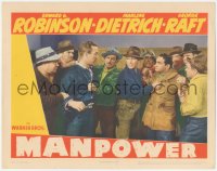 5r1355 MANPOWER LC 1941 George Raft & men stop Edward G. Robinson & Ward Bond from fighting!