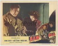 5r1392 RAW DEAL LC #8 1948 close up of Marsha Hunt helping wounded Dennis O'Keefe!