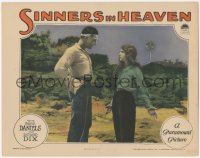 5r1423 SINNERS IN HEAVEN LC 1924 c/u of sexy Bebe Daniels & Richard Dix stranded on an island!