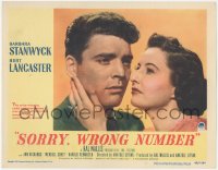 5r1430 SORRY WRONG NUMBER LC #3 1948 best super close up of Burt Lancaster & Barbara Stanwyck!