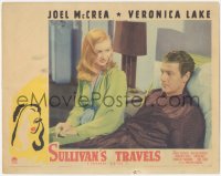 5r1439 SULLIVAN'S TRAVELS LC 1941 sexy smoking Veronica Lake & Joel McCrea in bed, Preston Sturges