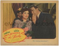 5r1458 THEY ALL KISSED THE BRIDE LC 1942 Joan Crawford learns Melvyn Douglas is kissing everybody!