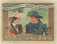 5r1459 THEY DIED WITH THEIR BOOTS ON LC 1941 romantic close up of Errol Flynn & Olivia De Havilland!