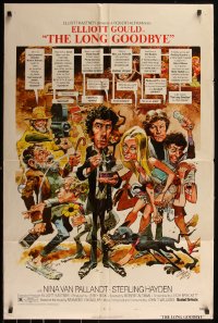 5r0679 LONG GOODBYE style C 1sh 1973 Elliott Gould as Philip Marlowe, great Jack Davis artwork!