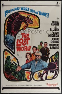 5r0684 LOST WORLD 1sh 1960 Michael Rennie battles dinosaurs in the Amazon Jungle!