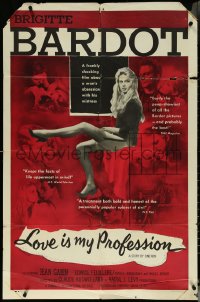 5r0686 LOVE IS MY PROFESSION 1sh 1959 sexy Brigitte Bardot in Simoneon's En Cas de Malheur!