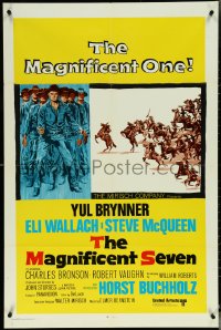 5r0693 MAGNIFICENT SEVEN 1sh R1970s Yul Brynner, Steve McQueen, John Sturges' 7 Samurai western!