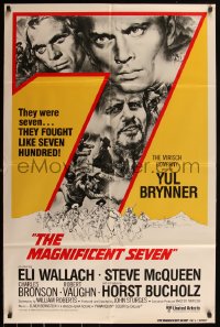 5r0692 MAGNIFICENT SEVEN int'l 1sh R1980 Yul Brynner, Steve McQueen, John Sturges' 7 Samurai!