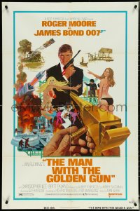 5r0697 MAN WITH THE GOLDEN GUN West Hemi 1sh 1974 art of Roger Moore as James Bond by Robert McGinnis!