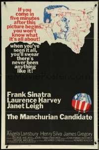 5r0698 MANCHURIAN CANDIDATE 1sh 1962 cool art of Frank Sinatra, directed by John Frankenheimer!