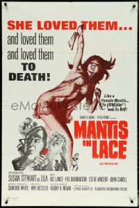 5r0700 MANTIS IN LACE 1sh 1968 art of woman with cleaver and knife, she loved them to death!