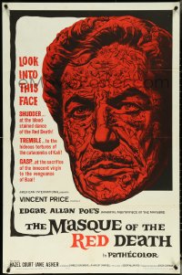 5r0703 MASQUE OF THE RED DEATH 1sh 1964 cool montage horror art of Vincent Price by Reynold Brown!