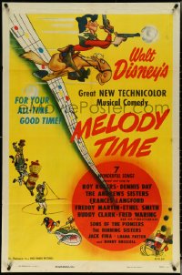 5r0706 MELODY TIME 1sh 1948 Walt Disney, cool cartoon art of Pecos Bill, Little Toot & more!