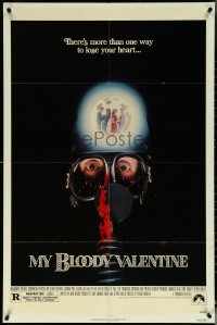 5r0722 MY BLOODY VALENTINE 1sh 1981 bloody gas mask, there's more than one way to lose your heart!