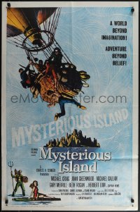 5r0728 MYSTERIOUS ISLAND 1sh 1961 Ray Harryhausen, Jules Verne sci-fi, cool hot-air balloon image!