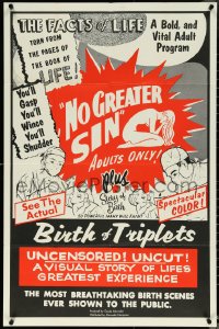 5r0737 NO GREATER SIN/BIRTH OF TRIPLETS 25x38 1sh 1966 pseudo-documentaries giving facts of life!