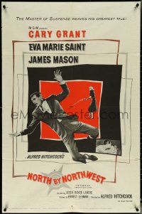 5r0740 NORTH BY NORTHWEST 1sh 1959 Alfred Hitchcock classic with Cary Grant & Eva Marie Saint!