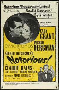 5r0743 NOTORIOUS 1sh R1954 Alfred Hitchcock, Cary Grant, Ingrid Bergman, Claude Rains