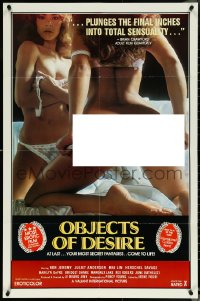 5r0745 OBJECTS OF DESIRE 25x38 1sh 1983 sexy near-naked woman takes it all off!