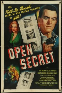 5r0761 OPEN SECRET 1sh 1948 John Ireland, Jane Randolph, men chained together by hate!