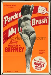 5r0773 PARDON MY BRUSH 1sh 1964 sexy Maureen Gaffney, barest nudie of them all, cool dayglo design!