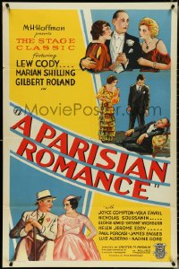 5r0774 PARISIAN ROMANCE style B 1sh 1932 Cody & Gilbert Roland in love triangle w/Marian Shilling!