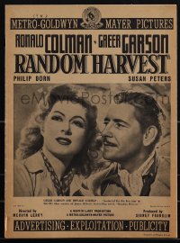 5r0041 RANDOM HARVEST pressbook 1942 Ronald Colman & Greer Garson, James Hilton, very rare!