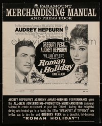 5r0044 ROMAN HOLIDAY pressbook R1962 great different images of Audrey Hepburn & Gregory Peck!