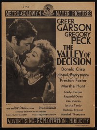 5r0051 VALLEY OF DECISION pressbook 1945 Greer Garson romanced by Gregory Peck, ultra rare!