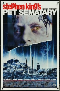 5r0779 PET SEMATARY 1sh 1989 Stephen King's best selling thriller, cool graveyard image!