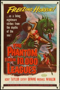 5r0780 PHANTOM FROM 10,000 LEAGUES 1sh 1956 classic art of monster & sexy scuba diver by Kallis!