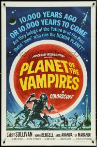 5r0787 PLANET OF THE VAMPIRES 1sh 1965 Mario Bava, beings of the future who rule demon planet!