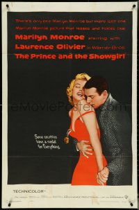 5r0800 PRINCE & THE SHOWGIRL 1sh 1957 Laurence Olivier nuzzles sexy Marilyn Monroe's shoulder!