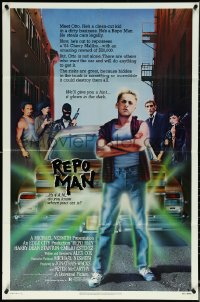 5r0821 REPO MAN 1sh 1984 Emilio Estevez & Harry Dean Stanton take cars from deadbeats who don't pay!