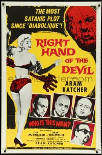 5r0830 RIGHT HAND OF THE DEVIL 1sh 1963 the most Satanic plot since Diabolique, sexy image!