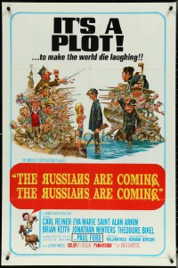 5r0846 RUSSIANS ARE COMING 1sh 1966 Carl Reiner, great Jack Davis art of Russians vs Americans!