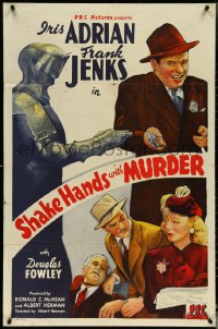 5r0863 SHAKE HANDS WITH MURDER 1sh 1944 great stone litho of Iris Adrian & Frank Jenks with armor!