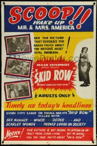 5r0870 SKID ROW 1sh 1950 sex maniacs, winos, dopes & scarlet women turned loose on society, rare!