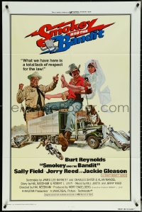 5r0874 SMOKEY & THE BANDIT int'l 1sh 1977 art of Burt Reynolds, Sally Field & Jackie Gleason by Solie!