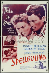 5r0878 SPELLBOUND 1sh R1973 Alfred Hitchcock, best images of sexy Ingrid Bergman & Gregory Peck!