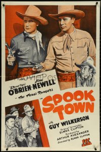 5r0880 SPOOK TOWN 1sh 1944 art of cowboys Dave O'Brien & Jim Newill as Texas Rangers!